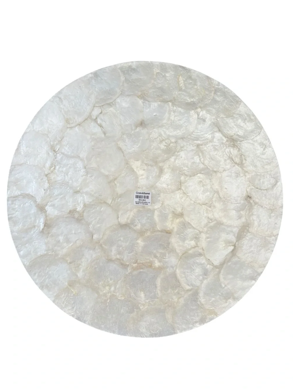 Set (2) Pearly Crate&Barrel Genuine Capiz Shell Round Placemats Chargers 14”